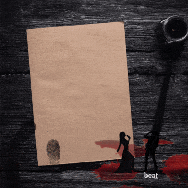 a piece of paper with a silhouette of a woman on it and the word beat on the bottom