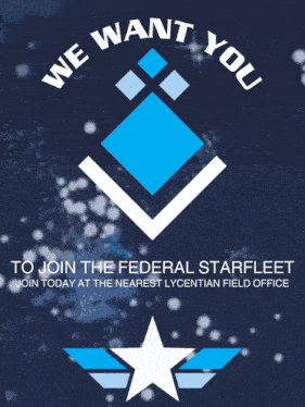 a poster that says we want you to join the federal star fleet at the nearest lycentian field office
