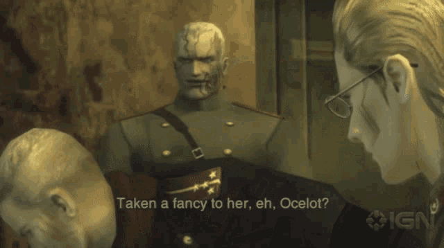 a video game screen shows a man saying " taken a fancy to her "