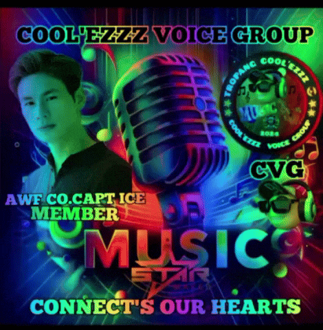 a coolezzz voice group poster with a man and a microphone