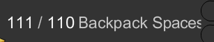 a black background with the words 111/110 backpack spaces written on it