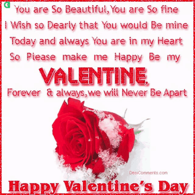 a valentine 's day card with a red rose and the words " you are so beautiful you are so fine "