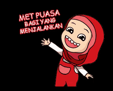 a cartoon of a girl wearing a red hijab and red overalls