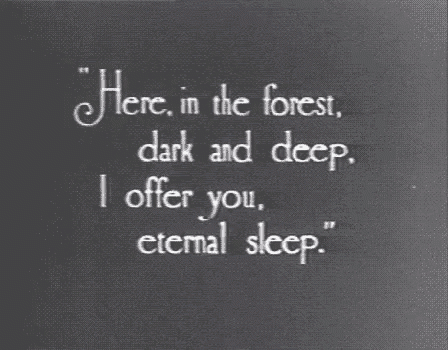 a chalkboard with the words here in the forest dark and deep i offer you eternal sleep