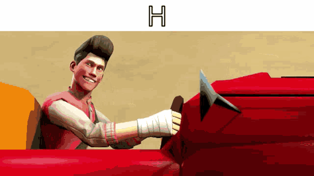 a man with bandages on his hands is driving a red car