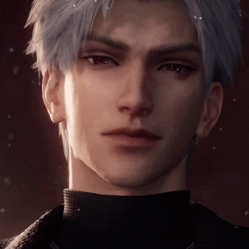 a close up of a man 's face with a turtleneck