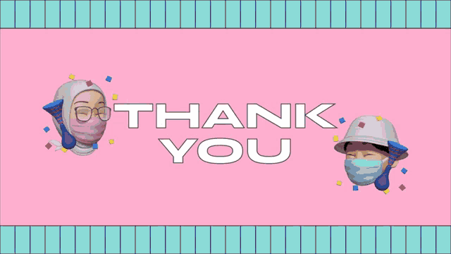 a pink background with a thank you message