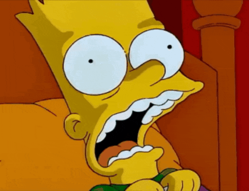 bart simpson from the simpsons is laying in bed with his mouth open