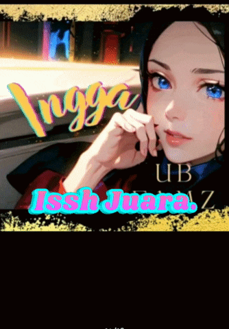 a picture of a girl with blue eyes and the words uga ub issh juara z