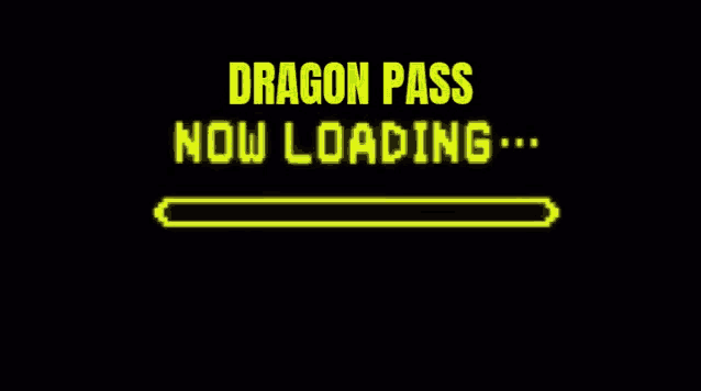 the word dragon pass is on a black background with a red line