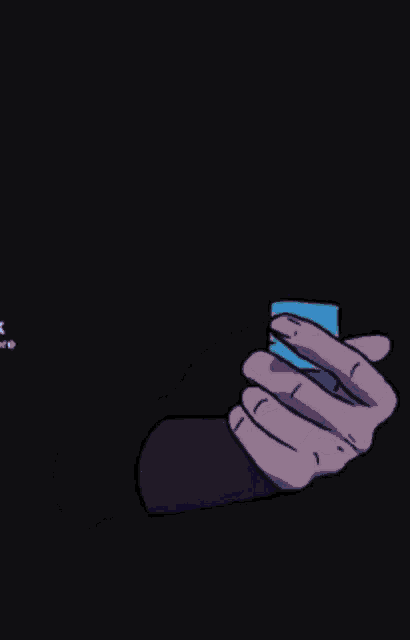a cartoon drawing of a hand holding a blue light