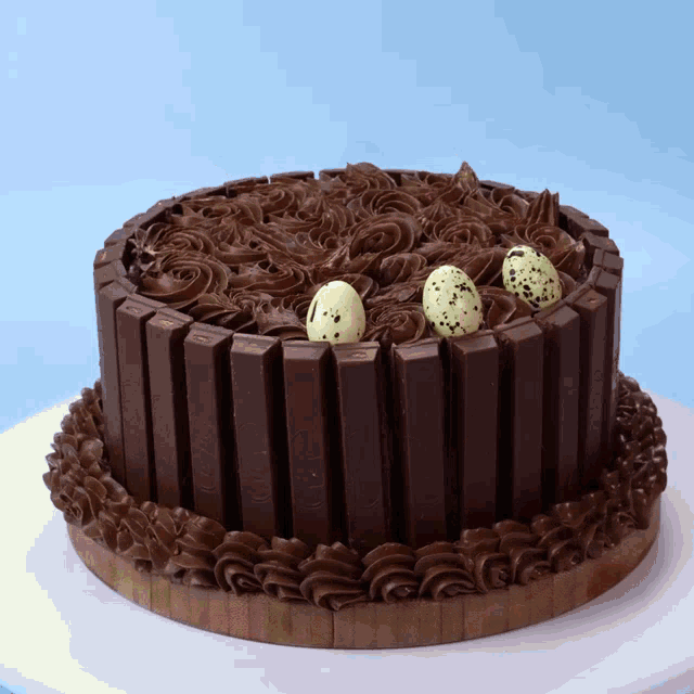 a chocolate cake with the word kitkat on the top