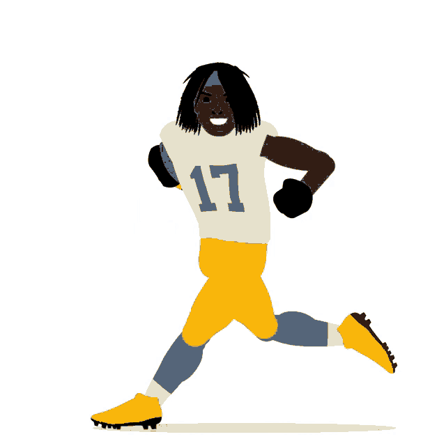 a football player with the number 17 on his jersey is running with the ball