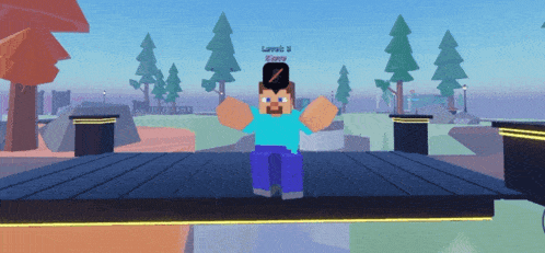 a minecraft character is standing on a bridge with trees in the background and says level 2