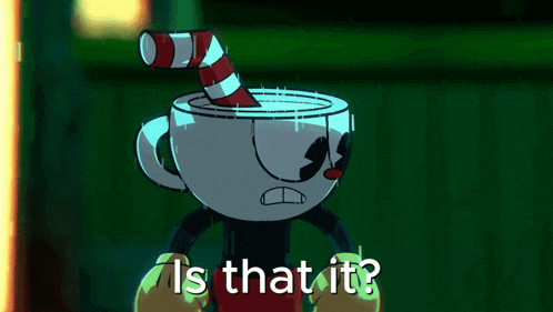 a cartoon character with a red and white striped straw in his head says is that it
