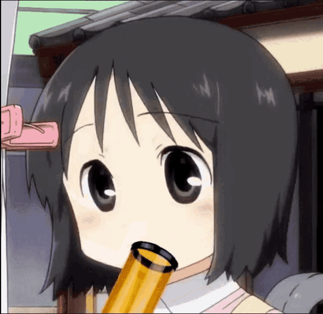 a close up of a cartoon girl smoking a bong .
