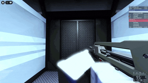 a screenshot of a video game shows a gun with 95 bullets in it