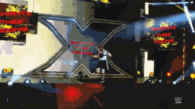 a drawing of a person walking on a stage with a sign that says " wants the room "