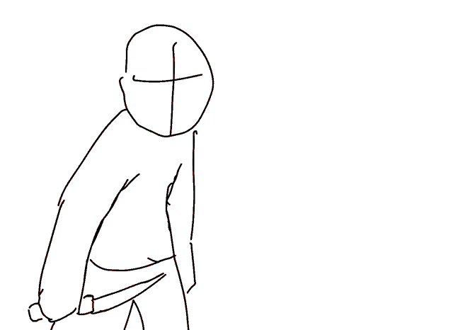 a black and white drawing of a man with a cross on his head
