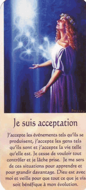 a picture of a woman with the words je suis acceptation