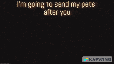 a screenshot of a video game with a caption that says " i 'm going to send my pets after you "