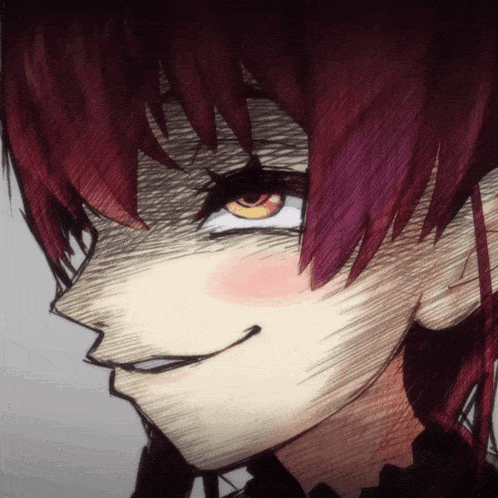 a close up of a person 's face with red hair and yellow eyes