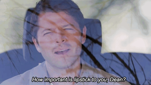 a man in a white shirt says " how important is lipstick to you dean "