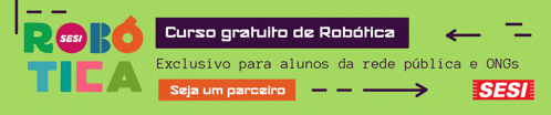 a green sign that says robo tica and says curso gratuito de robotica