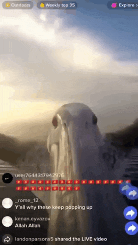 a screenshot of a live video with the weekly top 35 on the bottom