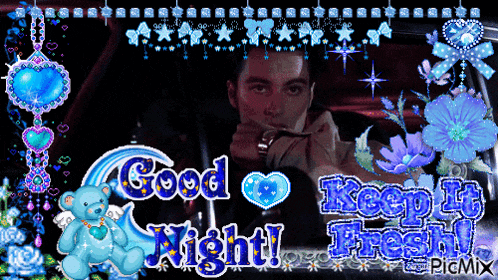 a picture of a man smoking a cigarette with the words good night and keep it fresh