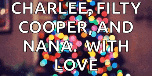 a colorful christmas tree with the words charlee filty cooper and nana with love