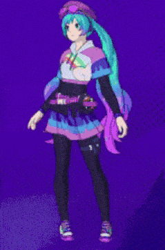 a pixel art of a girl wearing a purple hat
