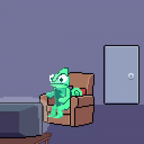 a pixel art drawing of a person coming out of a doorway