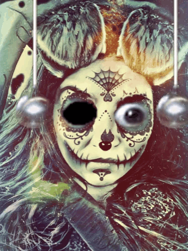 a painting of a woman with a sugar skull face paint