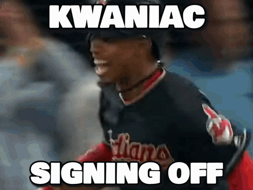 a picture of a baseball player with the words kwaniac signing off below him