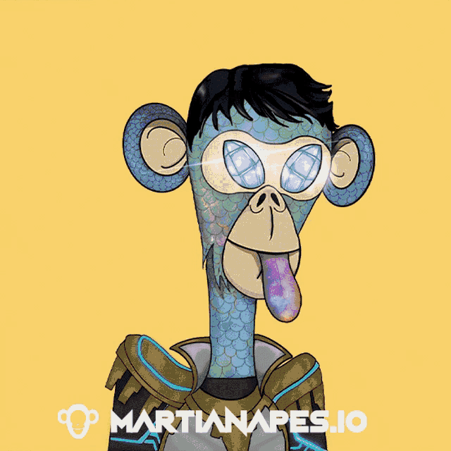 a cartoon of a monkey with glasses and the words martianapes.io