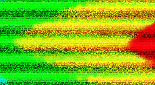 a green yellow and red background with lots of text