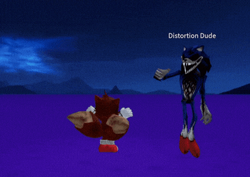 a cartoon squirrel standing next to a giant blue box with the word distortion dude above it