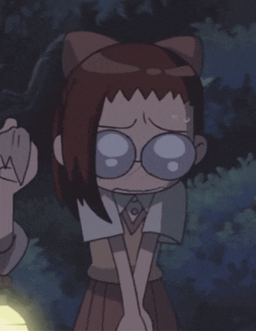 a cartoon girl with glasses and a bow on her hair