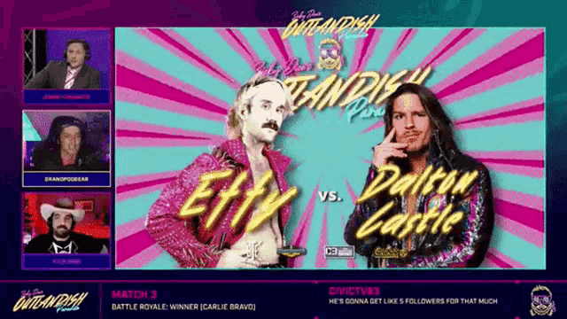 a wrestling match between etx and dalton castle is being advertised