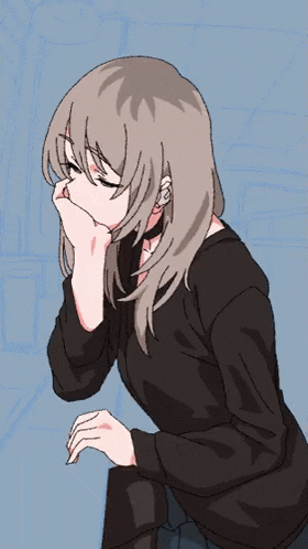 a drawing of a girl with long hair pointing at something