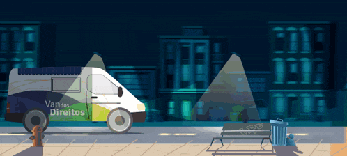 a van with vandos direitos written on the side of it