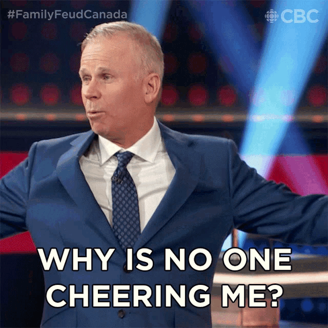 Why Is No One Cheering Me Gerry Dee GIF - Why Is No One Cheering Me Gerry Dee Family Feud Canada GIFs