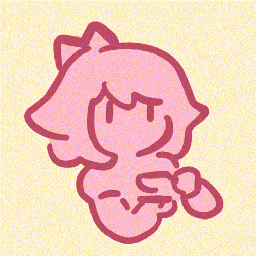 a pink drawing of a girl with a bow in her hair