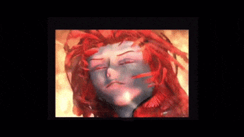 a video game screen shows a man with a red sword in his hand