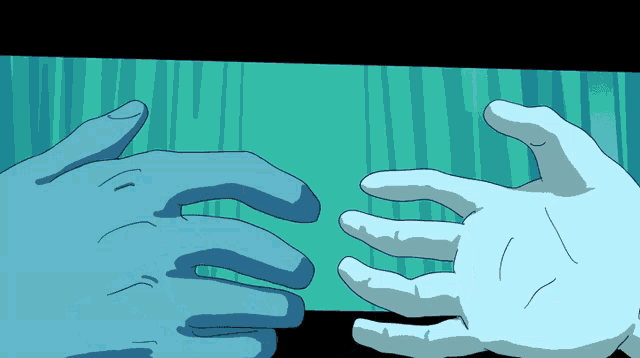 a cartoon drawing of a person 's hands touching each other
