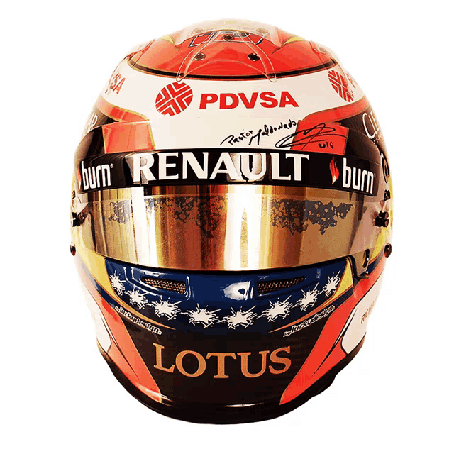 a renault helmet with a lotus logo on it
