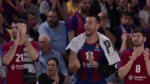 a basketball player with the number 11 on his jersey stands in the crowd