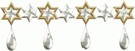 a row of stars with tears hanging from them