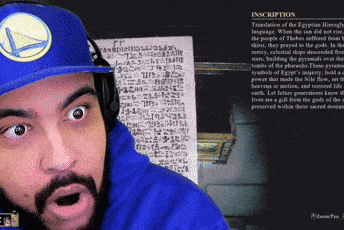a man wearing a golden state warriors hat looks surprised